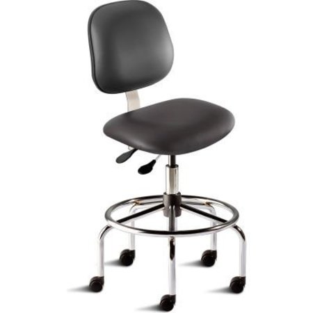 BIOFIT BioFit Antimicrobial Stool, 25"-32" Seat Height, Black Vinyl - Chrome Steel Base - Belize Series BES-H-RC-T-XF-XA-C-P28540